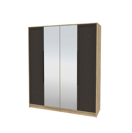 Шкаф распашной Тренд КТ-Ш4 (з) (Дуб золотой ЛДСП/ Дуб английский ЛМДФ) Ш1800 В2128 Г547